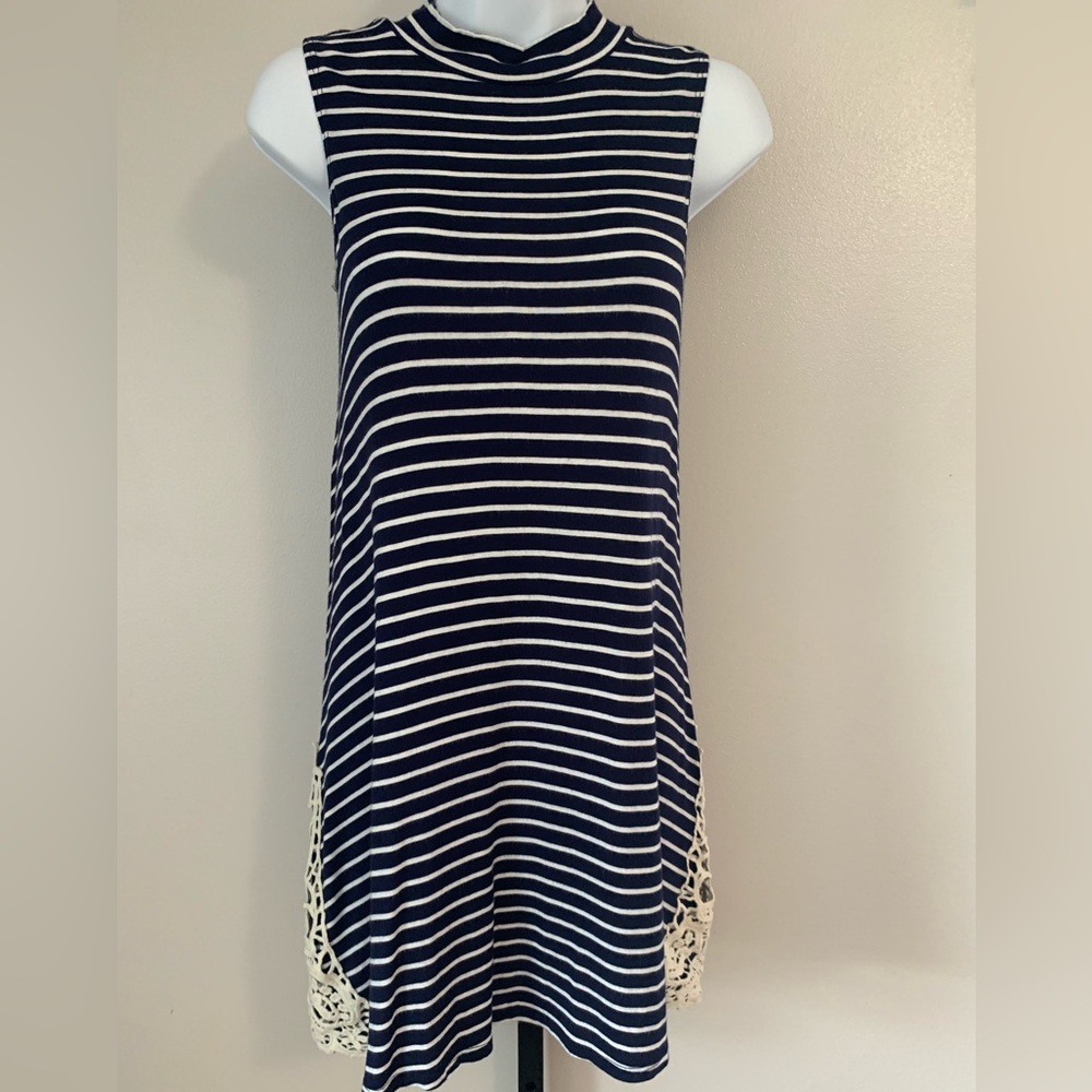 IN San Francisco Navy and White Striped Dress